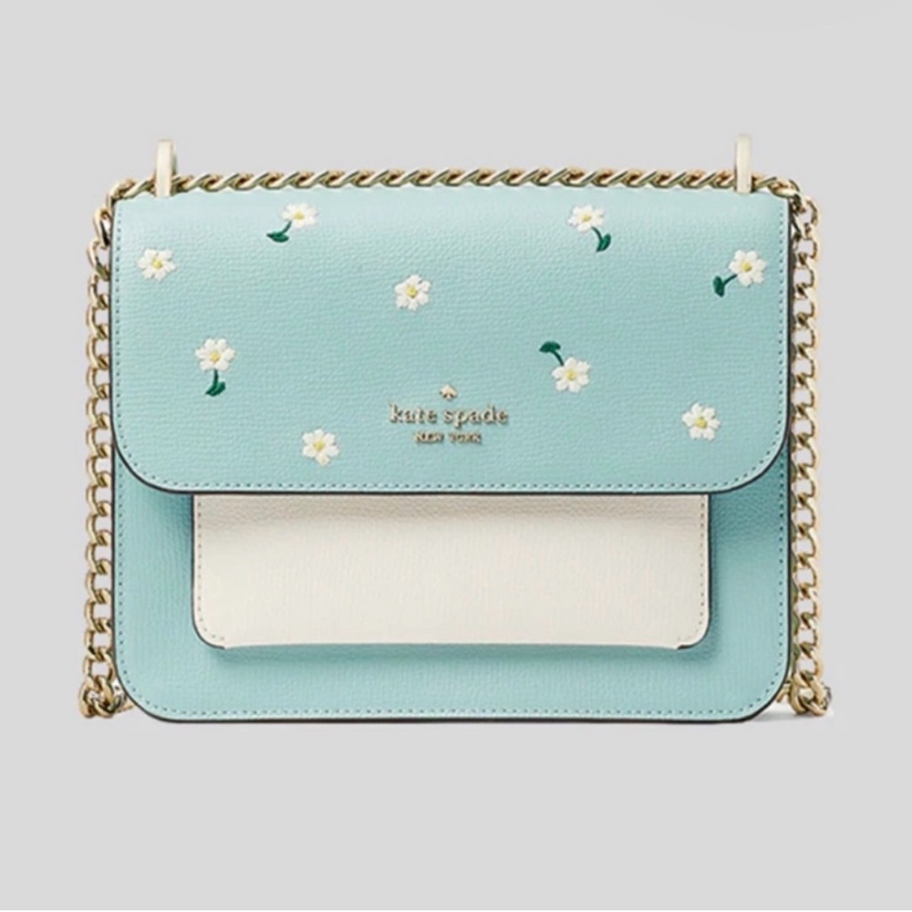 kate spade Mint Green Daisy Appliqué Crossbody with Cream Pocket